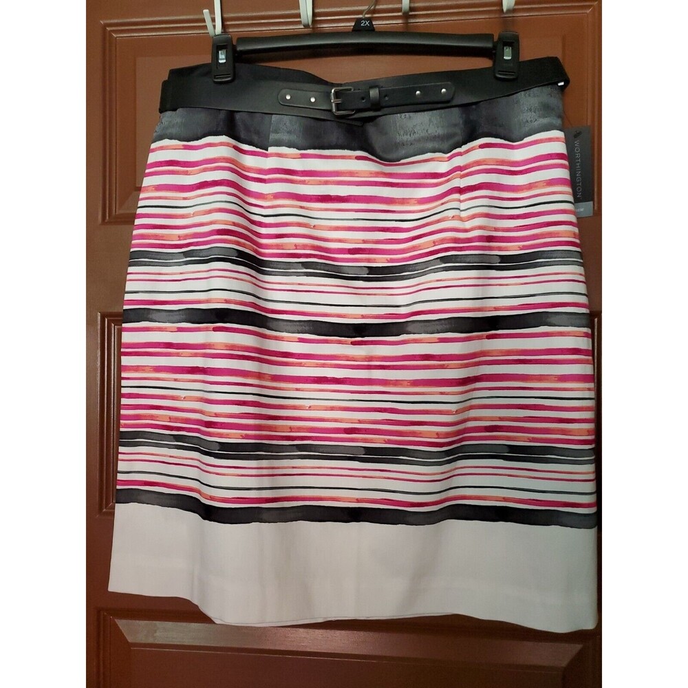 Worthington Striped Skirt w/Belt Size 18W